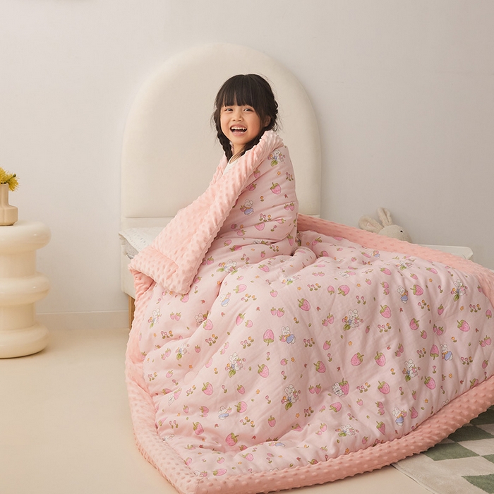 91家纺网 家纺一手货源 找家纺 （总）嗨生活 2025年新款全棉纯棉双层纱豆豆被儿童被春秋被冬被幼儿园被子