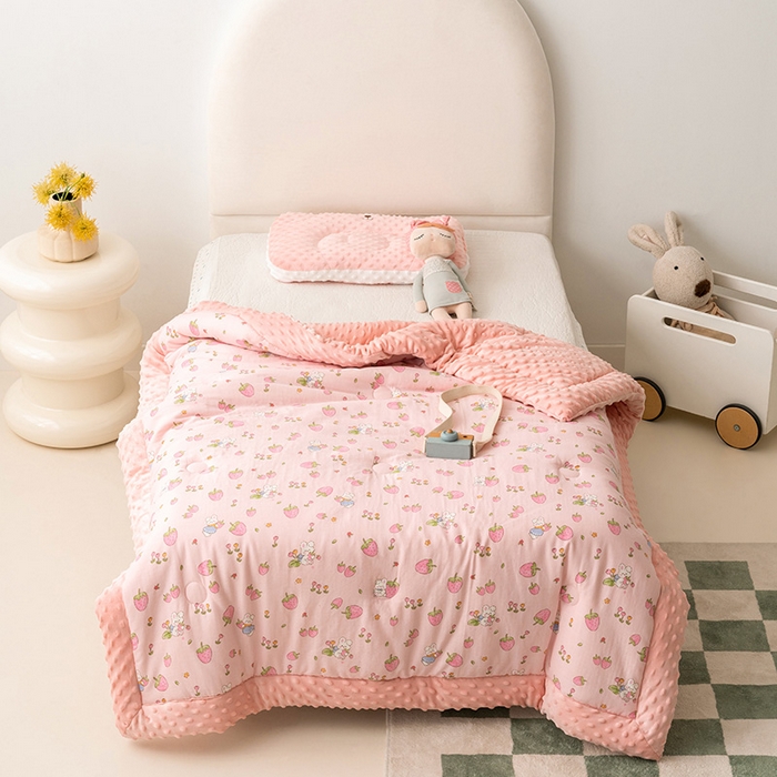 91家纺网 家纺一手货源 找家纺 （总）嗨生活 2025年新款全棉纯棉双层纱豆豆被儿童被春秋被冬被幼儿园被子