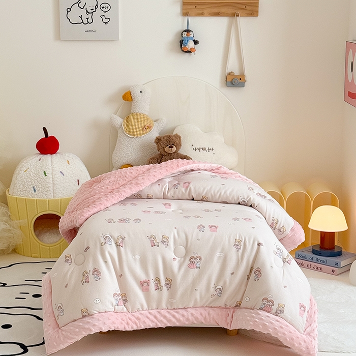 91家纺网 家纺一手货源 找家纺 （总）嗨生活 2025年新款全棉纯棉双层纱豆豆被儿童被春秋被冬被幼儿园被子