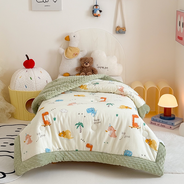 91家纺网 家纺一手货源 找家纺 （总）嗨生活 2025年新款全棉纯棉双层纱豆豆被儿童被春秋被冬被幼儿园被子