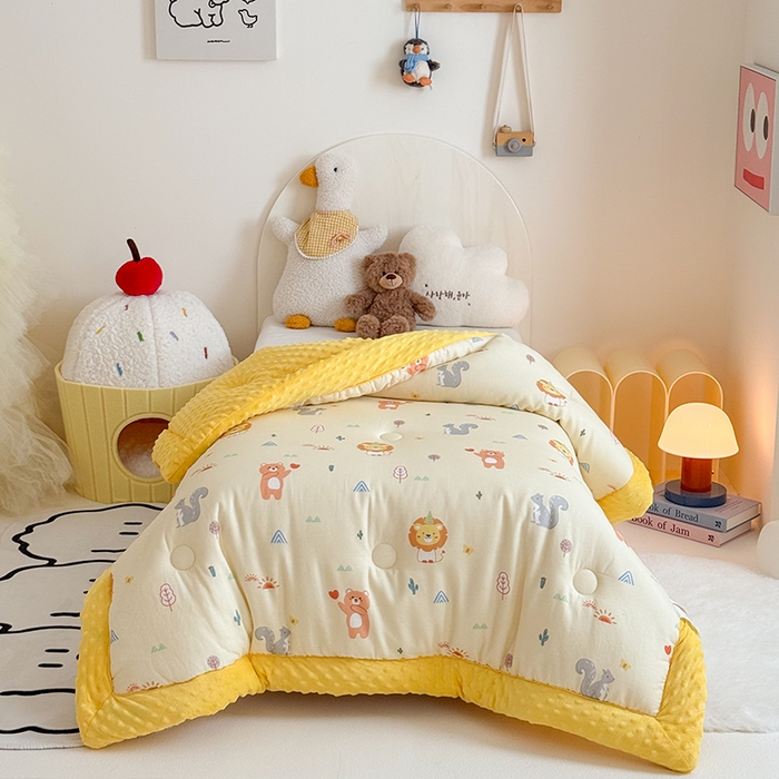 91家纺网 家纺一手货源 找家纺 （总）嗨生活 2025年新款全棉纯棉双层纱豆豆被儿童被春秋被冬被幼儿园被子