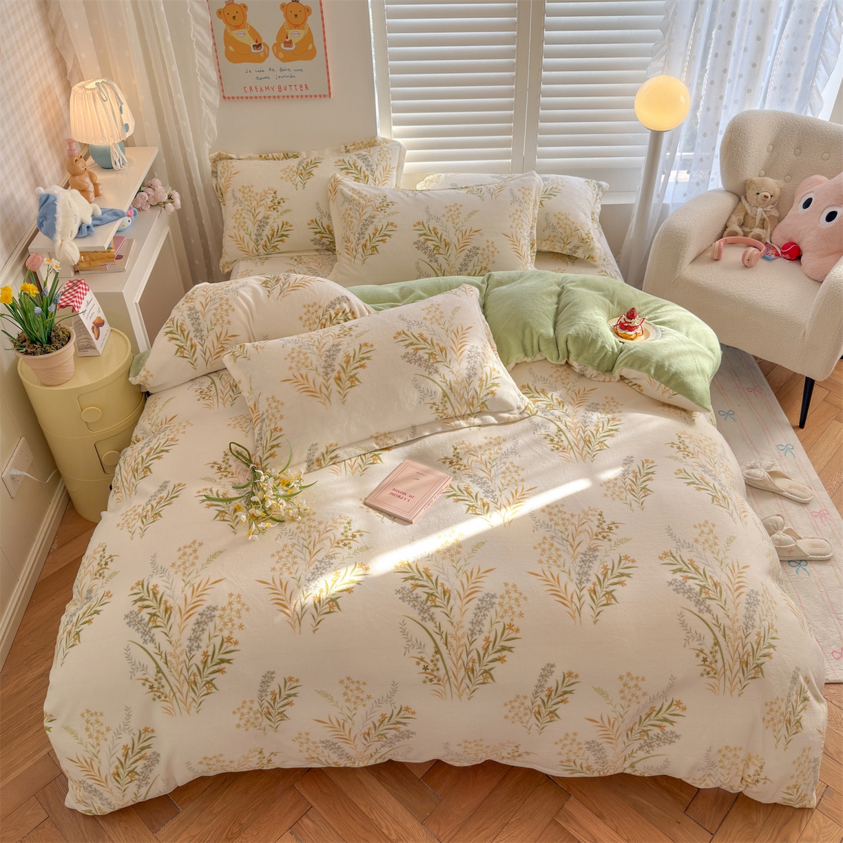 名兮家居 2025秋冬新款加厚高克重牛奶绒单被套 仙草