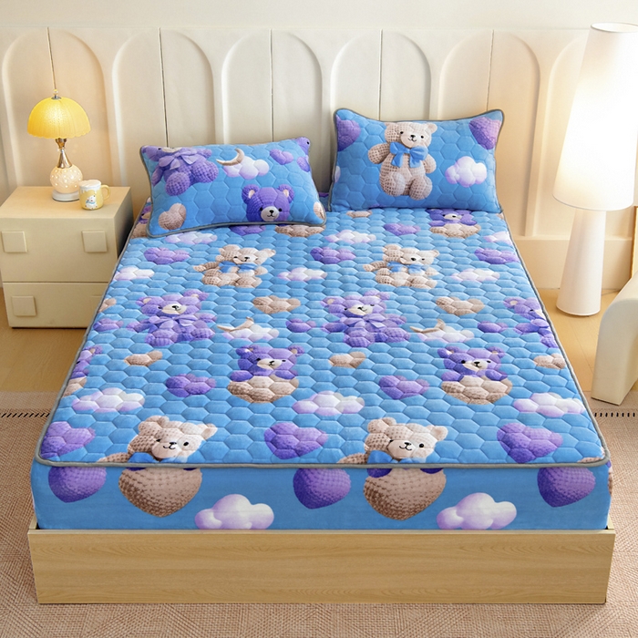 91家纺网 家纺一手货源 找家纺 情煊家纺 2025新款保暖牛奶绒夹棉床笠-床笠款 童趣