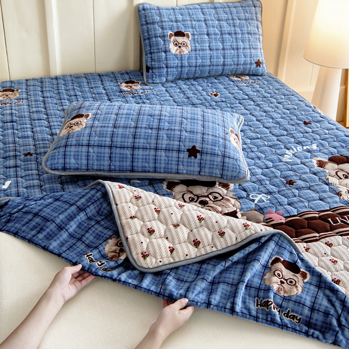 91家纺网 家纺一手货源 找家纺 情煊家纺 2025新款保暖牛奶绒夹棉床笠-床笠款 西高地