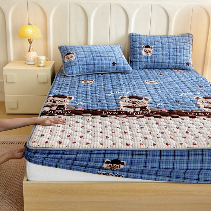 91家纺网 家纺一手货源 找家纺 情煊家纺 2025新款保暖牛奶绒夹棉床笠-床笠款 西高地