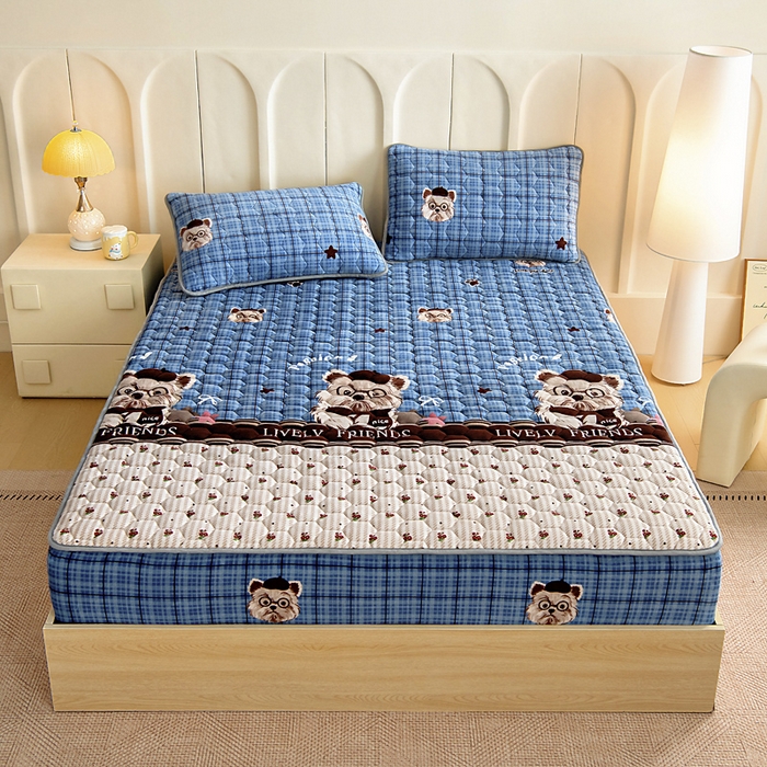 91家纺网 家纺一手货源 找家纺 情煊家纺 2025新款保暖牛奶绒夹棉床笠-床笠款 西高地