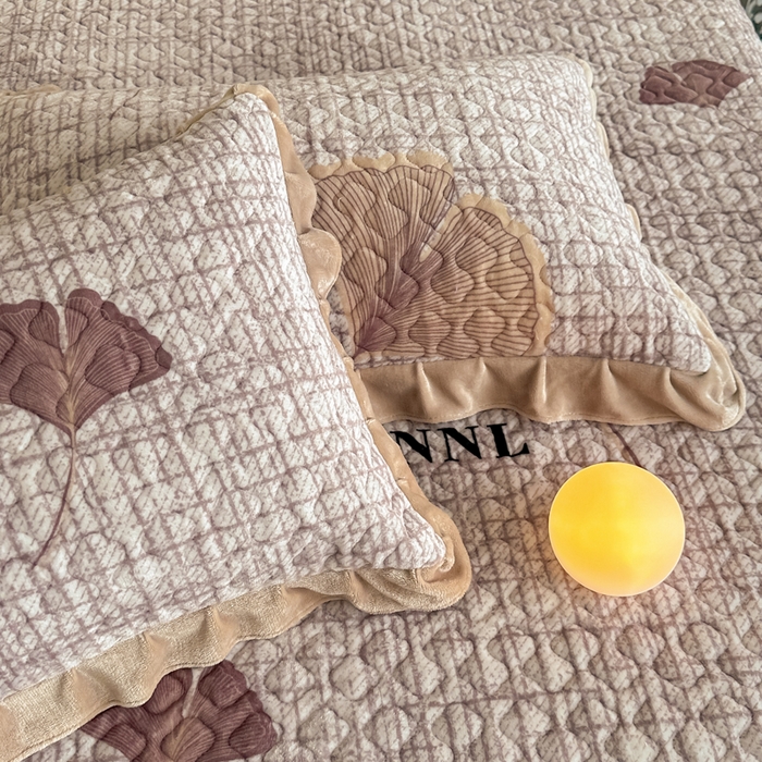 91家纺网 家纺一手货源 找家纺 首选家纺 2025新款直播热款双层蕾丝花边牛奶绒印花床盖四件套床盖单件三件套 梦想起航-咖