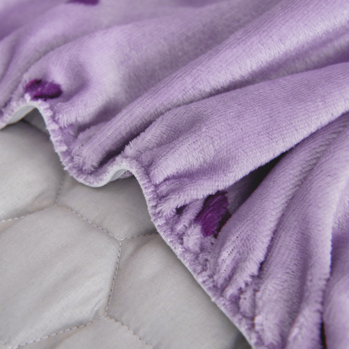 91家纺网 家纺一手货源 找家纺 情煊家纺 2025新款保暖牛奶绒夹棉床笠-床笠款 紫爱心