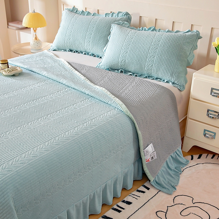 91家纺网 家纺一手货源 找家纺 （总）情煊家纺 2025新款纯色轻奢风亲肤床盖系列