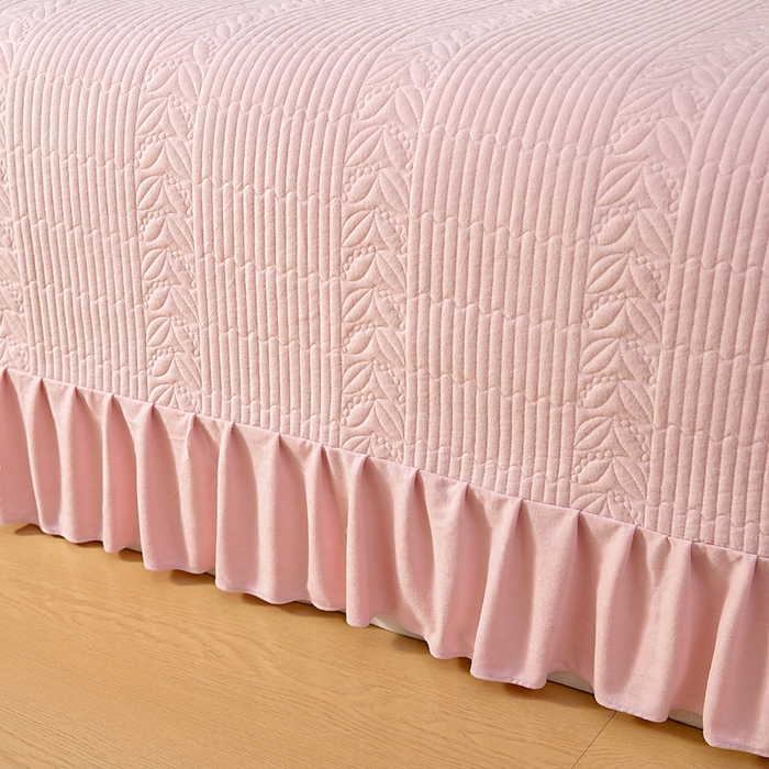 91家纺网 家纺一手货源 找家纺 情煊家纺 2025新款纯色轻奢风亲肤床盖系列 淡粉