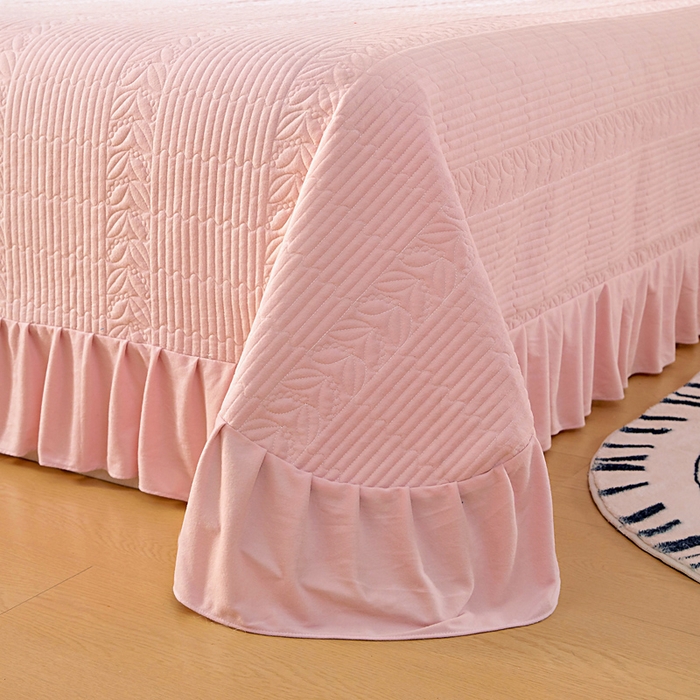 91家纺网 家纺一手货源 找家纺 情煊家纺 2025新款纯色轻奢风亲肤床盖系列 淡粉