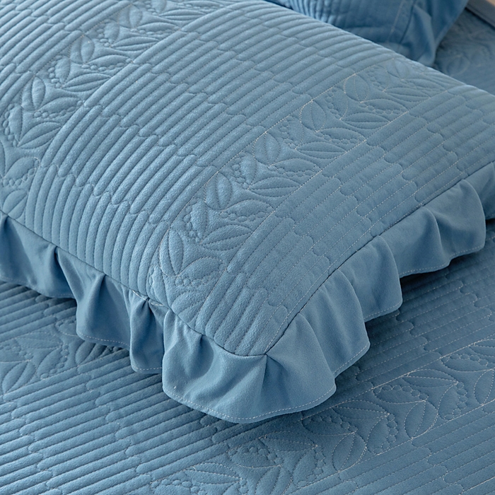 91家纺网 家纺一手货源 找家纺 情煊家纺 2025新款纯色轻奢风亲肤床盖系列 天蓝