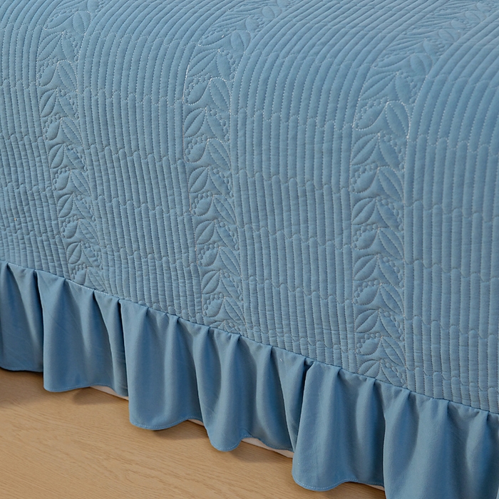 91家纺网 家纺一手货源 找家纺 情煊家纺 2025新款纯色轻奢风亲肤床盖系列 天蓝