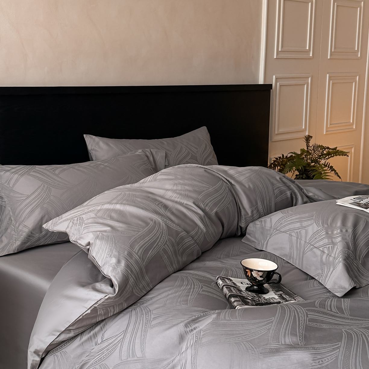 91家纺网 家纺一手货源 找家纺 （总）舒慕家纺 2025新款100支长绒棉浮雕提花四件套