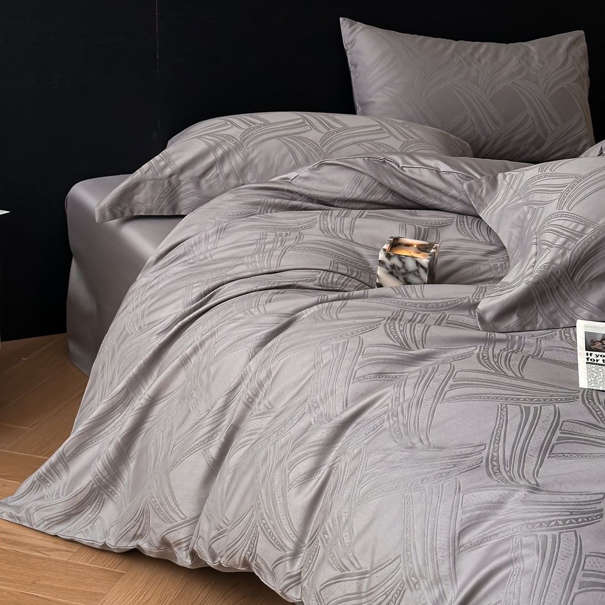 91家纺网 家纺一手货源 找家纺 （总）舒慕家纺 2025新款100支长绒棉浮雕提花四件套