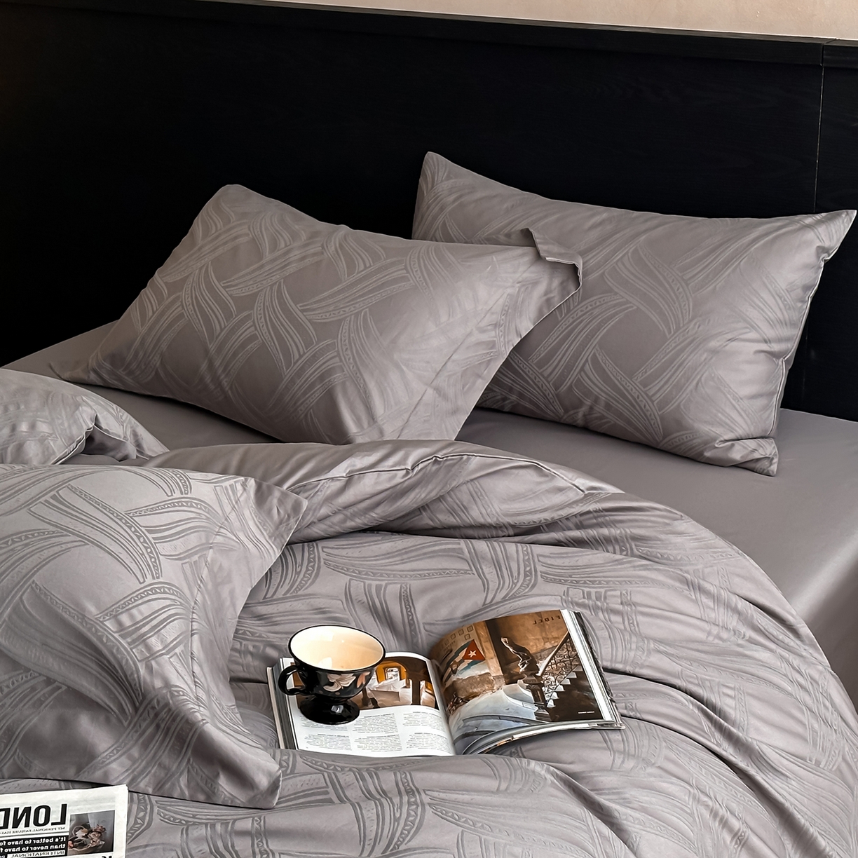 91家纺网 家纺一手货源 找家纺 （总）舒慕家纺 2025新款100支长绒棉浮雕提花四件套