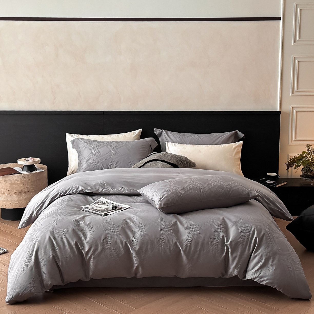 91家纺网 家纺一手货源 找家纺 （总）舒慕家纺 2025新款100支长绒棉浮雕提花四件套