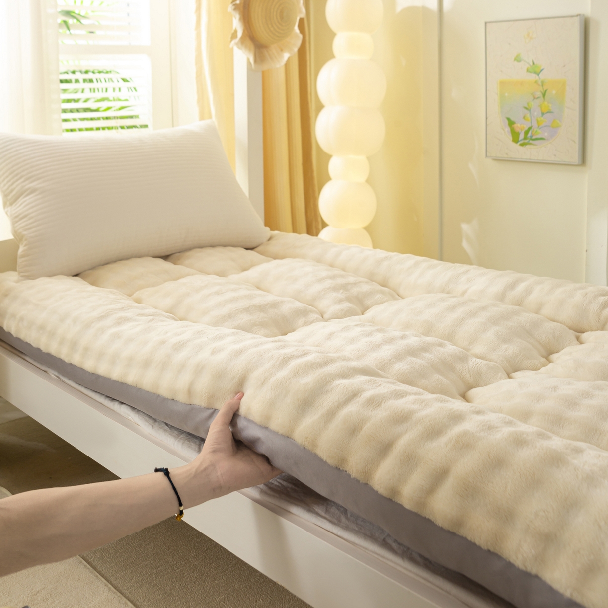 91家纺网 家纺一手货源 找家纺 （总）枋梢家纺 2025新款高克重牛奶兔毛绒学生床垫