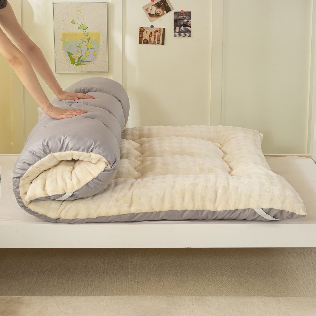 91家纺网 家纺一手货源 找家纺 （总）枋梢家纺 2025新款高克重牛奶兔毛绒学生床垫