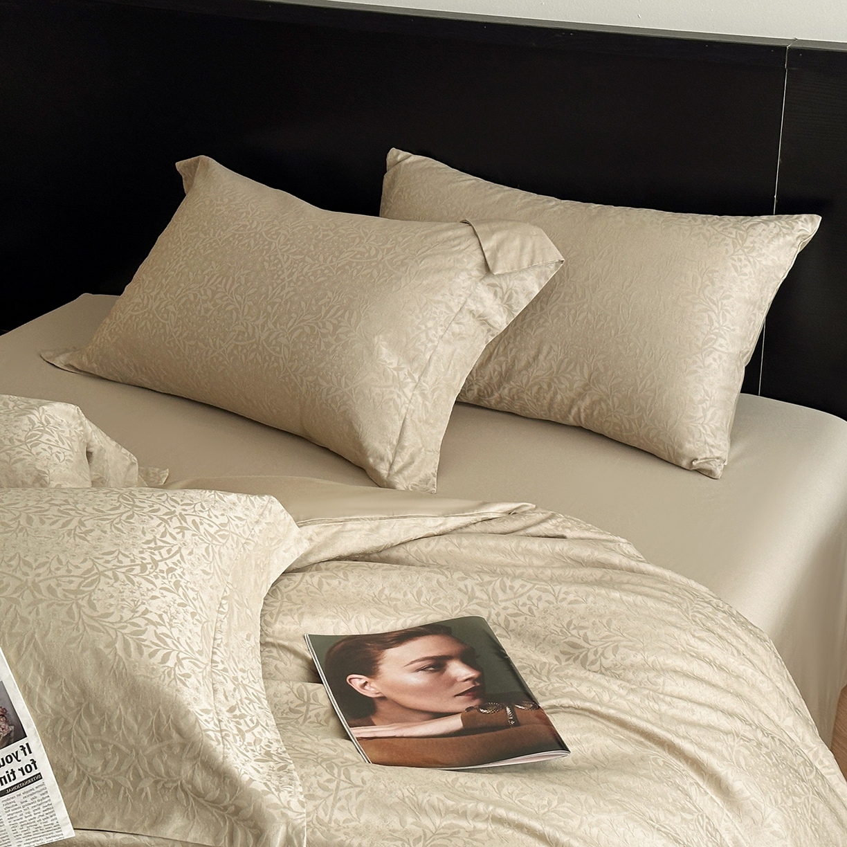 91家纺网 家纺一手货源 找家纺 舒慕家纺 2025新款100支长绒棉浮雕提花四件套 古奈