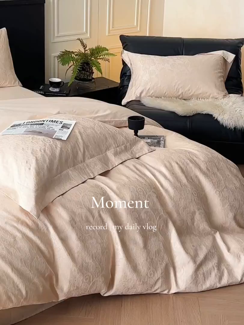 91家纺网 家纺一手货源 找家纺 舒慕家纺 2025新款100支长绒棉浮雕提花四件套 花涧