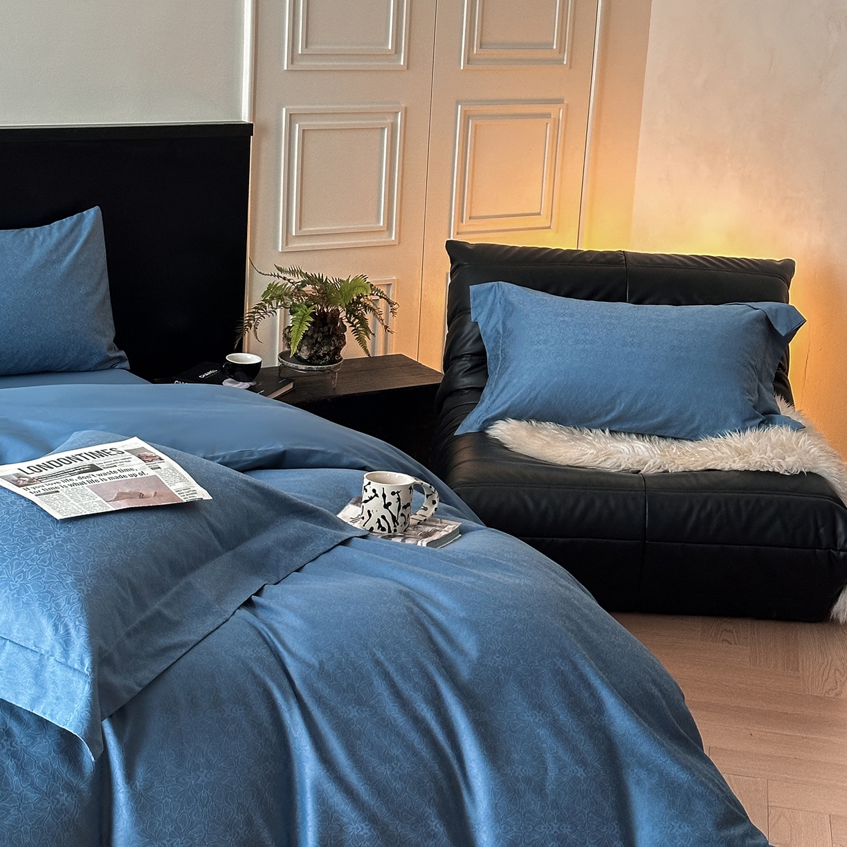 91家纺网 家纺一手货源 找家纺 舒慕家纺 2025新款100支长绒棉浮雕提花四件套 荟锦