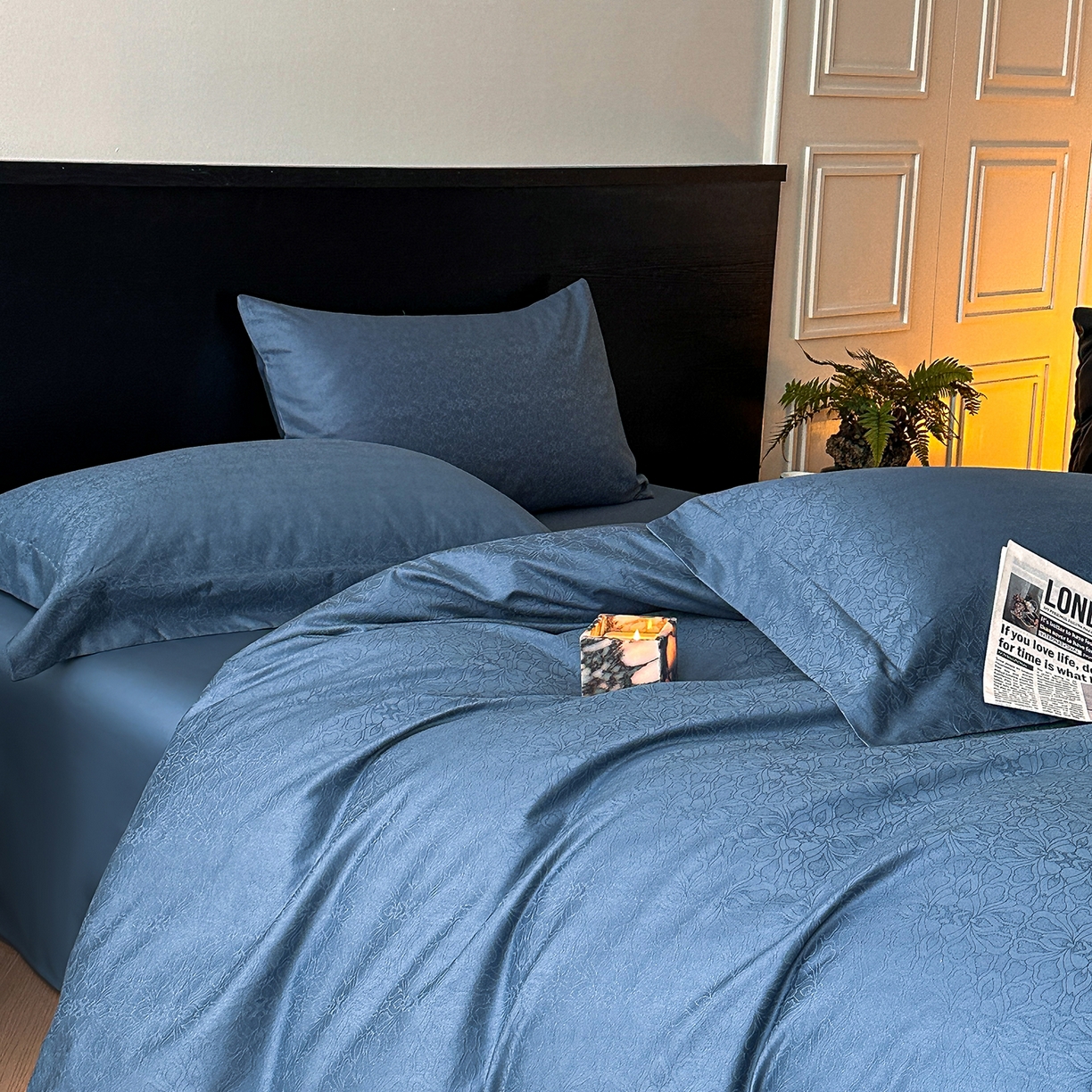 91家纺网 家纺一手货源 找家纺 舒慕家纺 2025新款100支长绒棉浮雕提花四件套 荟锦