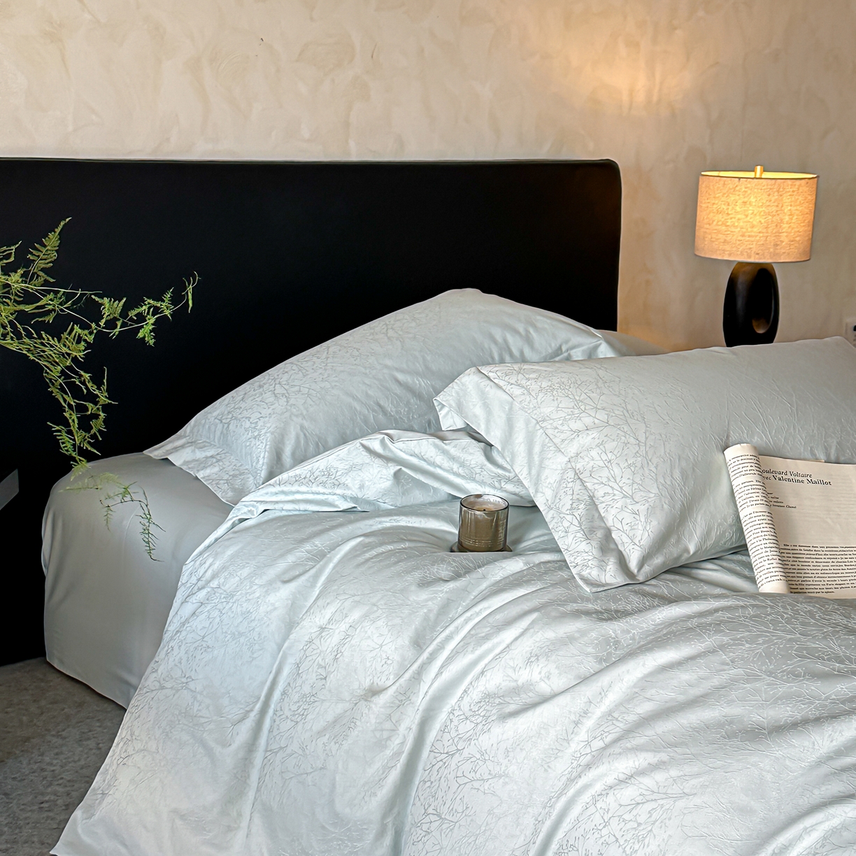 91家纺网 家纺一手货源 找家纺 舒慕家纺 2025新款100支长绒棉浮雕提花四件套 俪枝