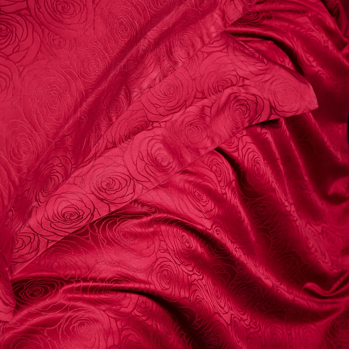 91家纺网 家纺一手货源 找家纺 舒慕家纺 2025新款100支长绒棉浮雕提花四件套 玫瑰