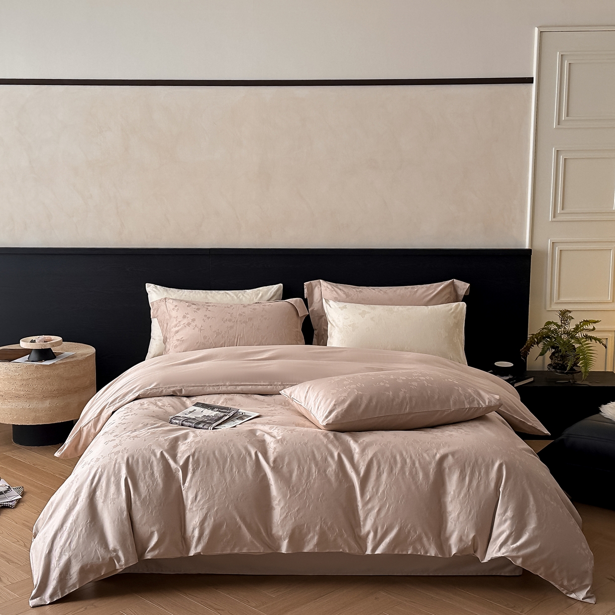 91家纺网 家纺一手货源 找家纺 舒慕家纺 2025新款100支长绒棉浮雕提花四件套 诗娜