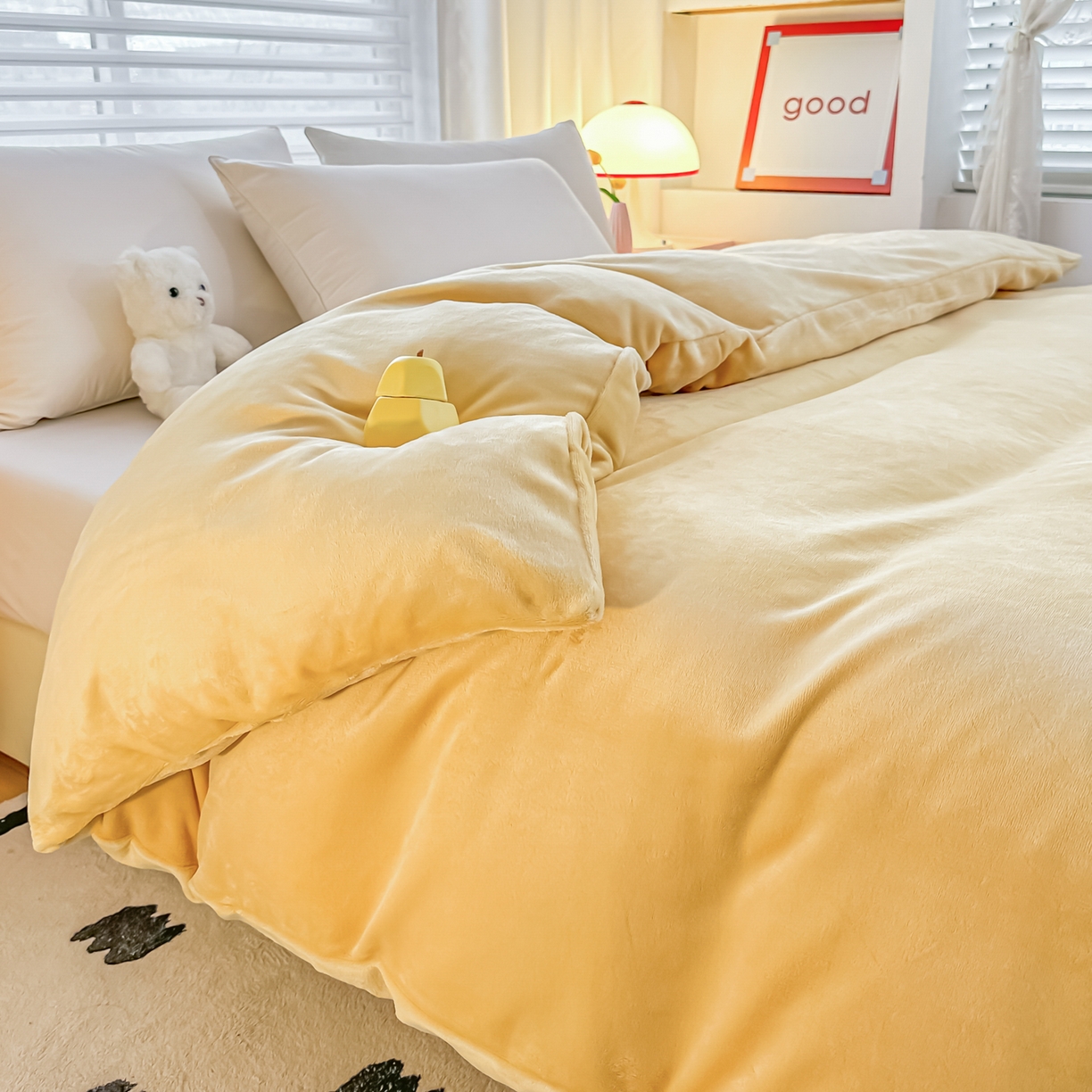 91家纺网 家纺一手货源 找家纺 首选家纺 2025新款加厚牛奶绒单被套系列 米亚黄
