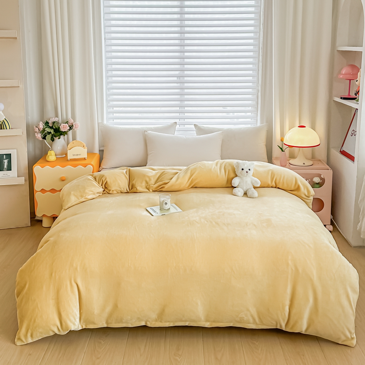 91家纺网 家纺一手货源 找家纺 首选家纺 2025新款加厚牛奶绒单被套系列 米亚黄