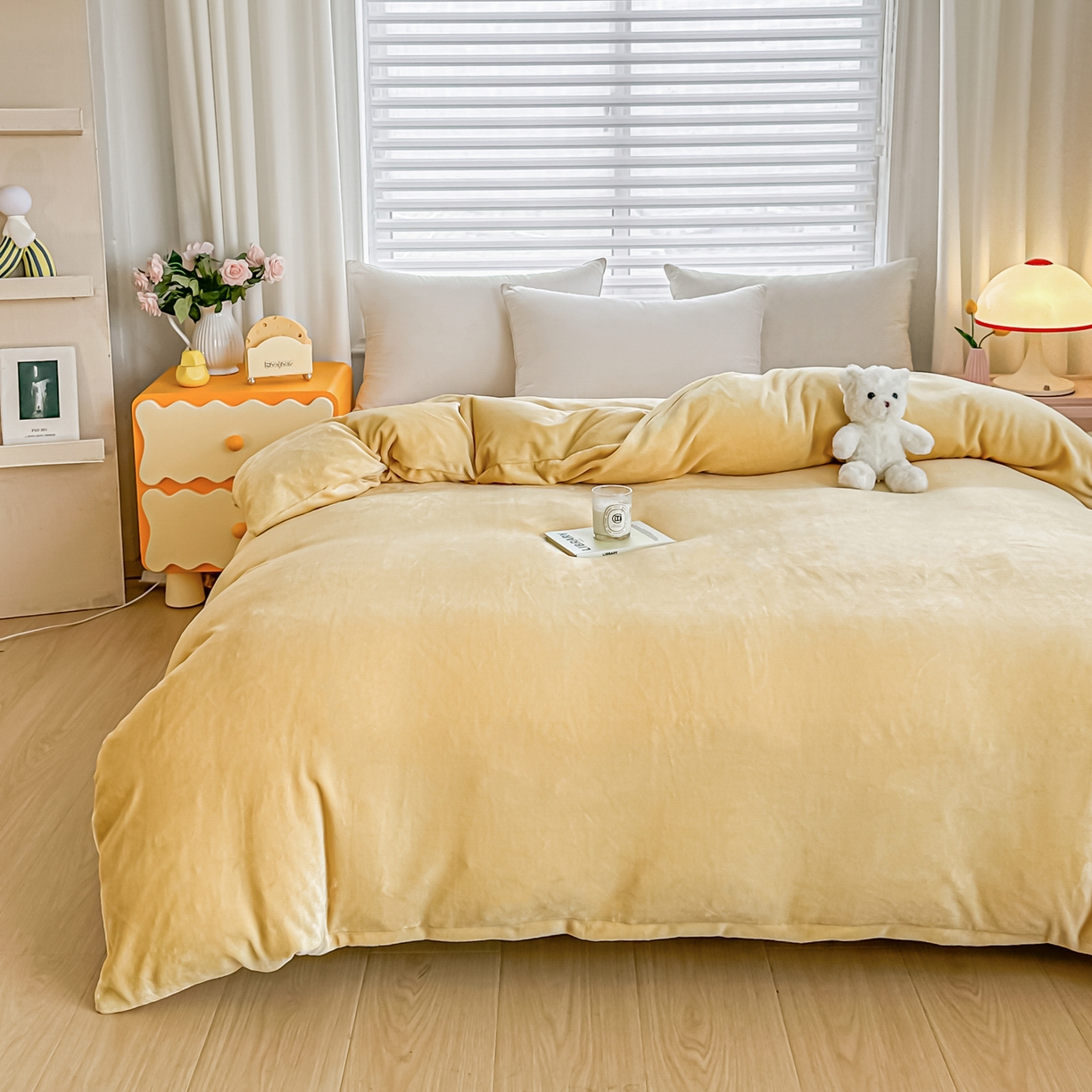 91家纺网 家纺一手货源 找家纺 首选家纺 2025新款加厚牛奶绒单被套系列 米亚黄