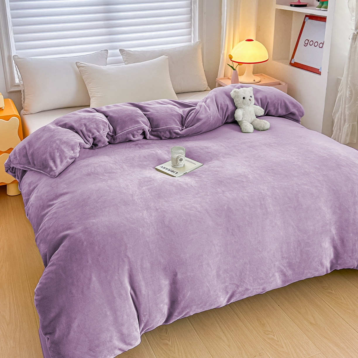 91家纺网 家纺一手货源 找家纺 首选家纺 2025新款加厚牛奶绒单被套系列 香芋紫