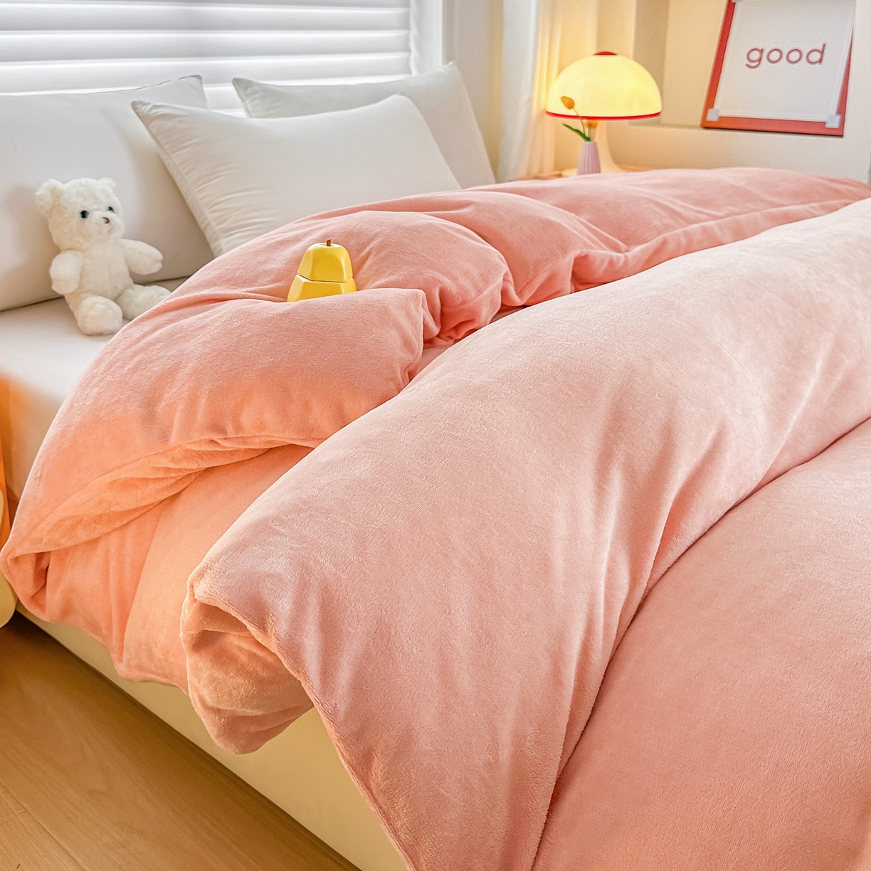 91家纺网 家纺一手货源 找家纺 首选家纺 2025新款加厚牛奶绒单被套系列 鲜花粉