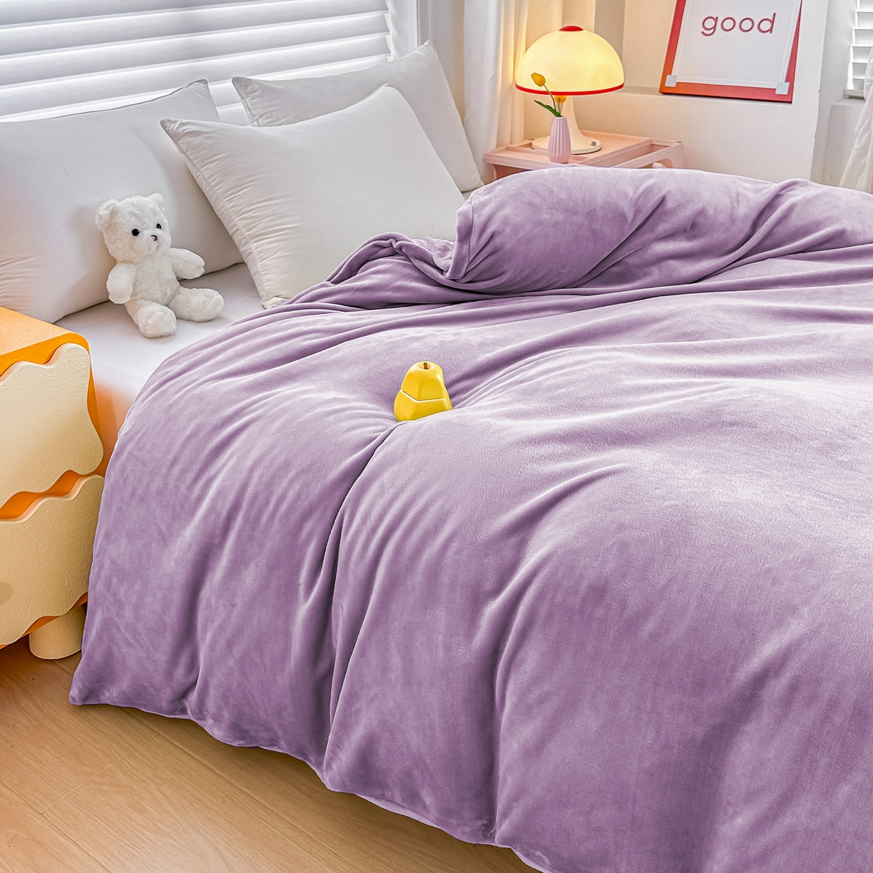91家纺网 家纺一手货源 找家纺 首选家纺 2025新款加厚牛奶绒单被套系列 香芋紫