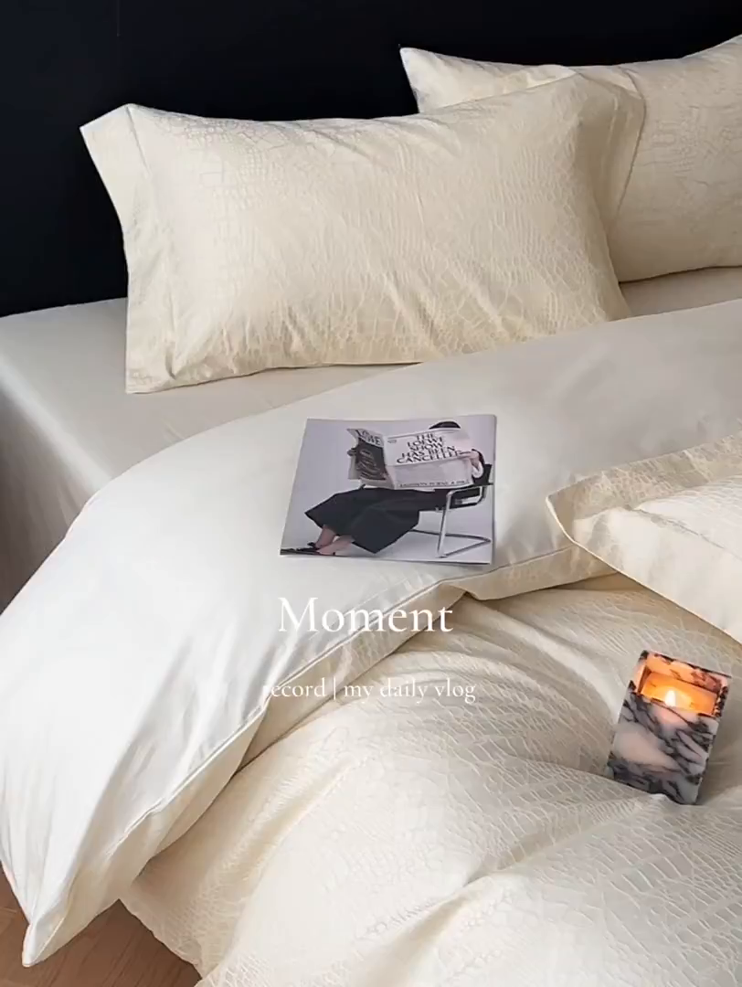 91家纺网 家纺一手货源 找家纺 舒慕家纺 2025新款100支长绒棉浮雕提花四件套 喜玛-白