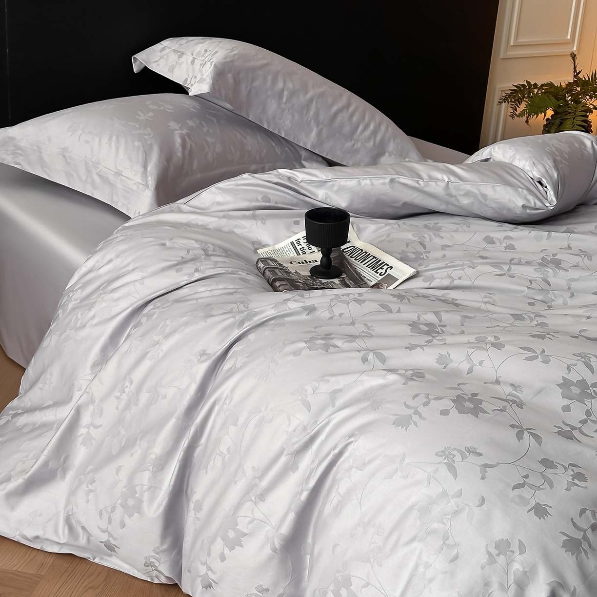 91家纺网 家纺一手货源 找家纺 舒慕家纺 2025新款100支长绒棉浮雕提花四件套 相守