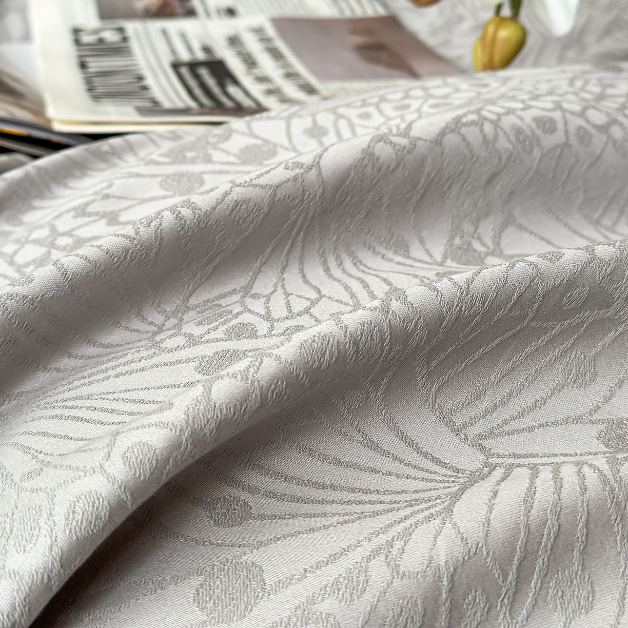 91家纺网 家纺一手货源 找家纺 舒慕家纺 2025新款100支长绒棉浮雕提花四件套 雨洛