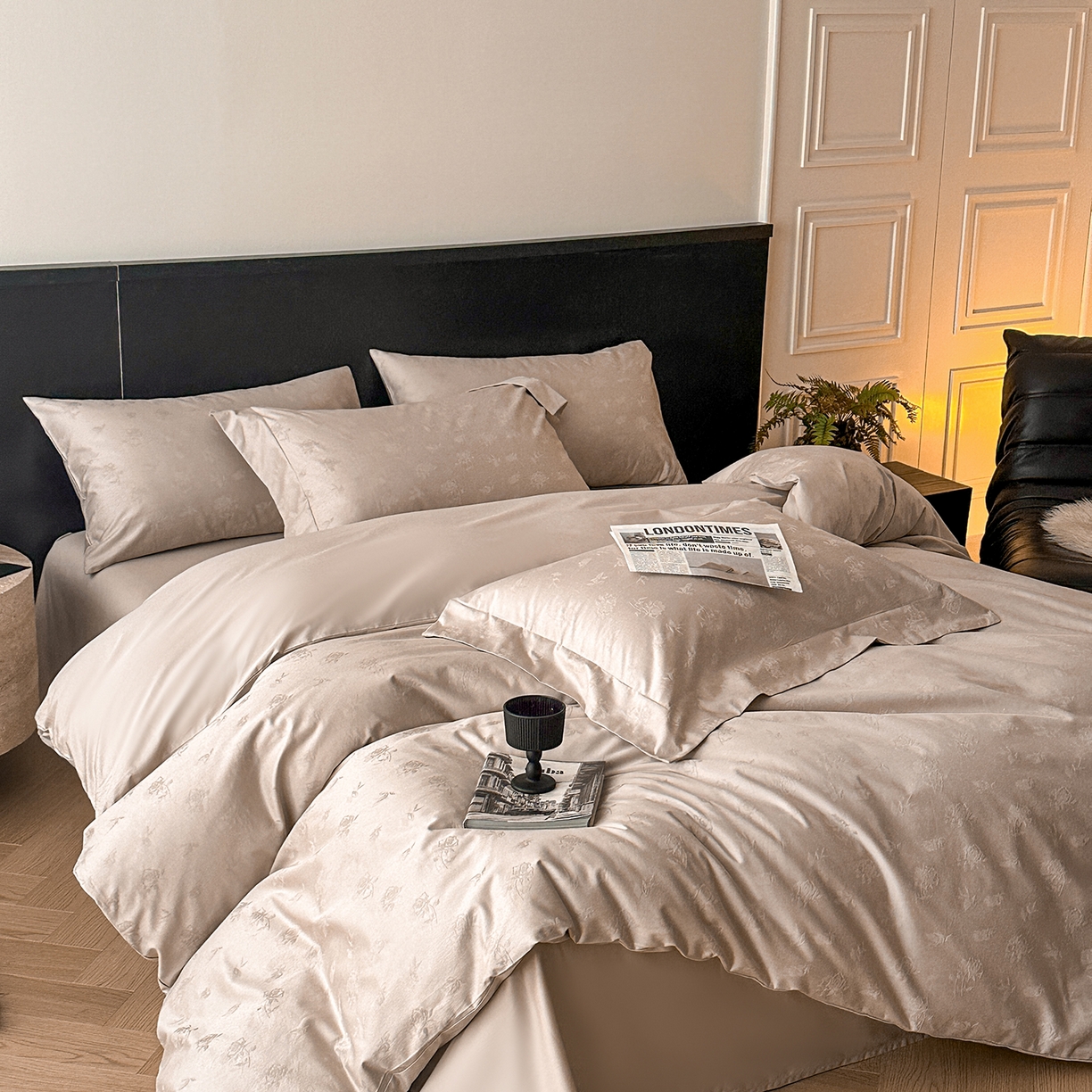 91家纺网 家纺一手货源 找家纺 舒慕家纺 2025新款100支长绒棉浮雕提花四件套 真爱