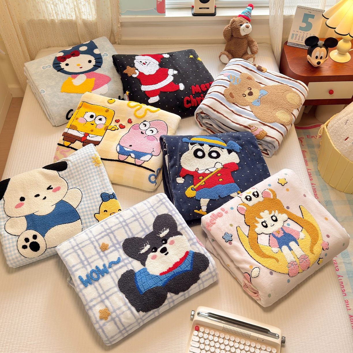 91家纺网 家纺一手货源 找家纺 （总）罗亿家纺 2025新款高克重200g牛奶绒数码印花毛巾绣卡通四件套（小红书推荐）提供买家秀