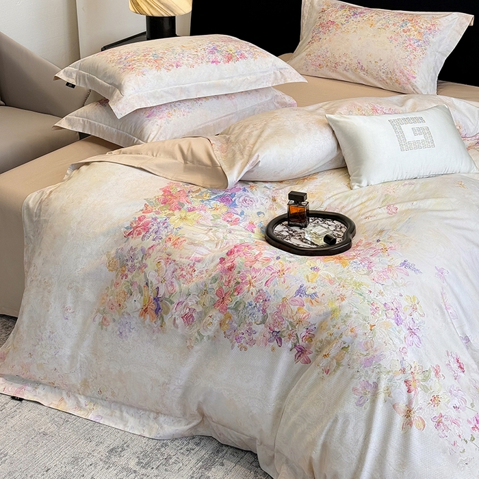 东方名伶 2025新款50S全棉数码印花长绒棉四件套 悠悠花园-玉