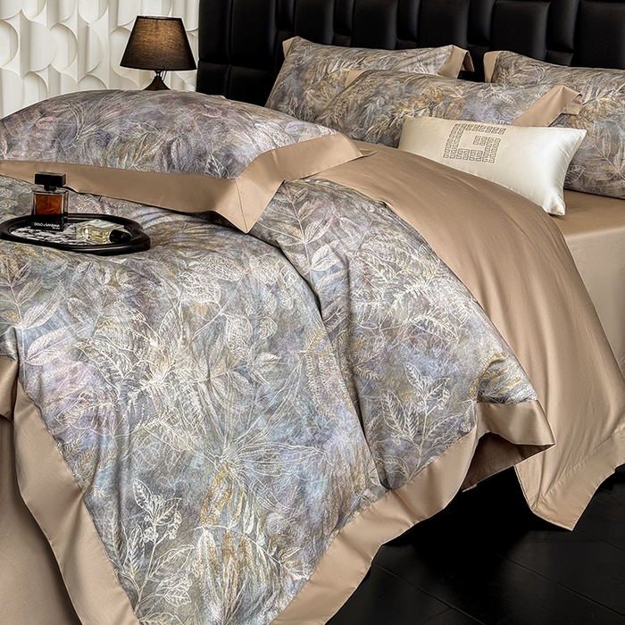 东方名伶 2025新款50S全棉数码印花长绒棉四件套 羽叶
