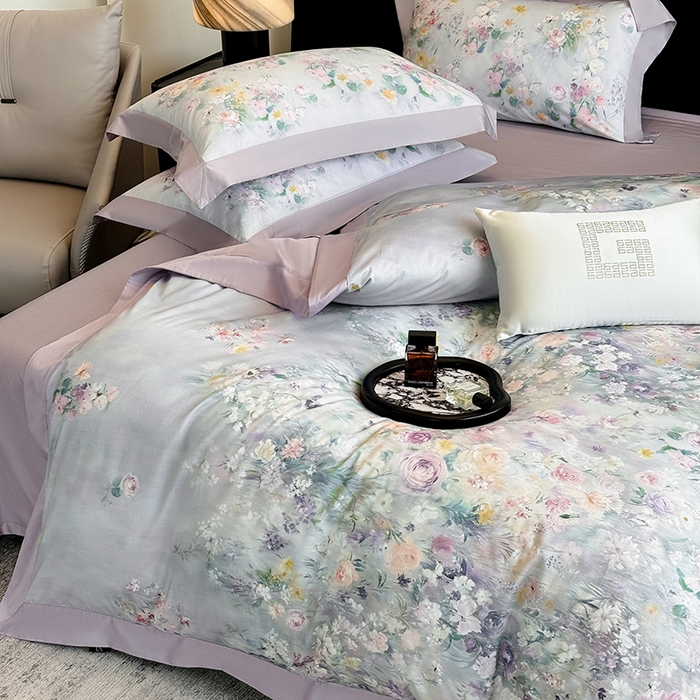 91家纺网 家纺一手货源 找家纺 东方名伶 2024新款50S全棉数码印花长绒棉四件套 怀夕