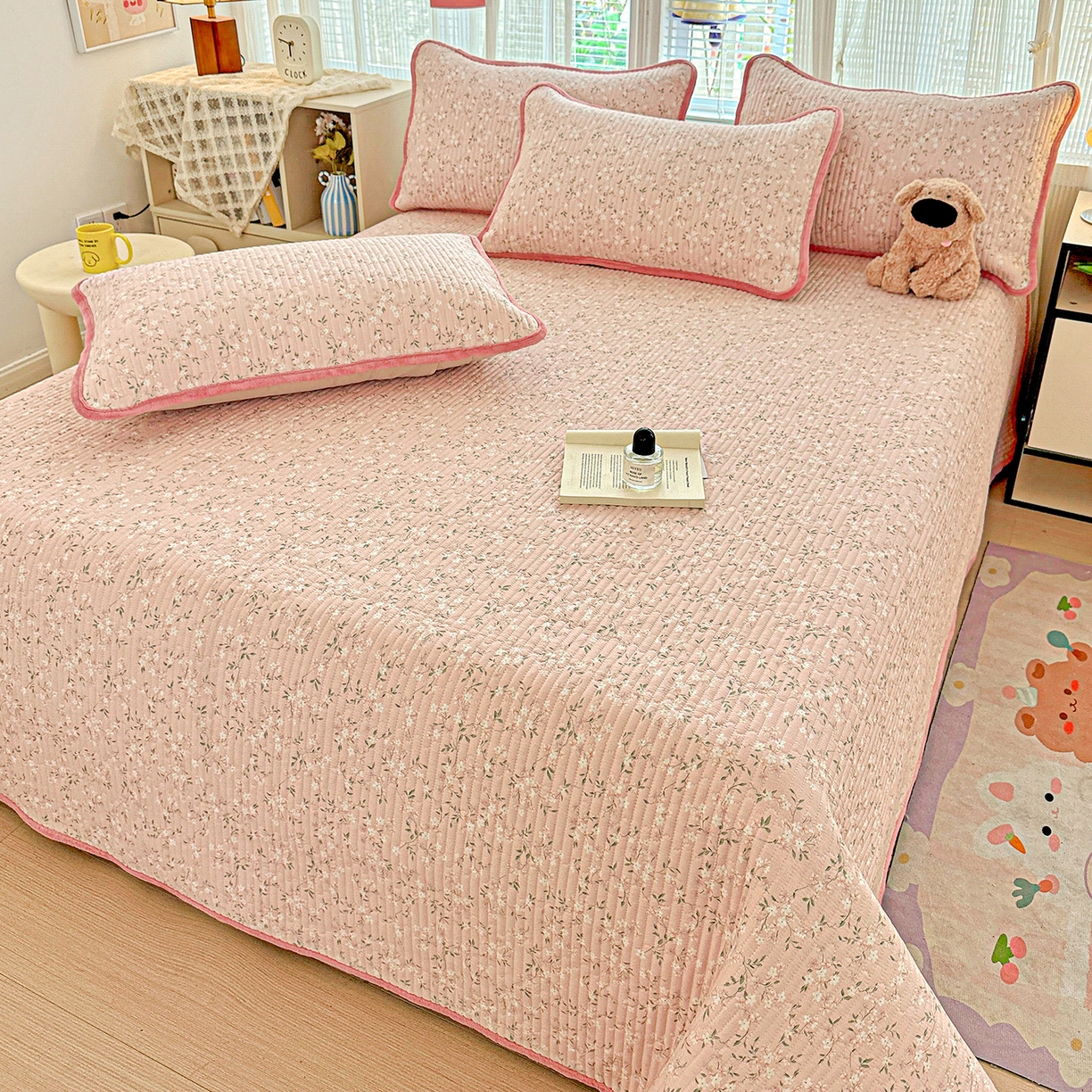 91家纺网 家纺一手货源 找家纺 （总）恒尚居 2025新款全棉牛奶绒床盖四季可用纯棉夹棉床单床褥垫三件套-秋冬款系列二