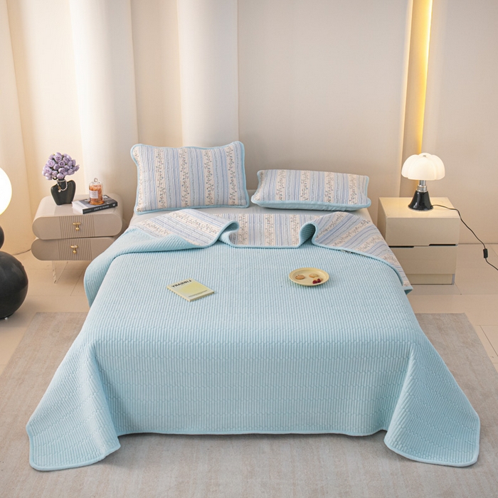 91家纺网 家纺一手货源 找家纺 恒尚居 2025新款全棉牛奶绒床盖四季可用纯棉夹棉床单床褥垫三件套-秋冬款系列二 一米阳光【A纯棉-B牛奶绒】