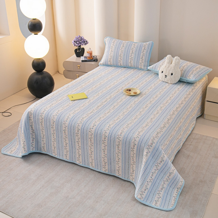 91家纺网 家纺一手货源 找家纺 恒尚居 2025新款全棉牛奶绒床盖四季可用纯棉夹棉床单床褥垫三件套-秋冬款系列二 一米阳光【A纯棉-B牛奶绒】