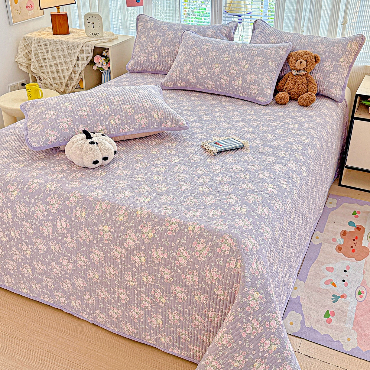 91家纺网 家纺一手货源 找家纺 （总）恒尚居 2025新款全棉牛奶绒床盖四季可用纯棉夹棉床单床褥垫三件套-秋冬款系列二