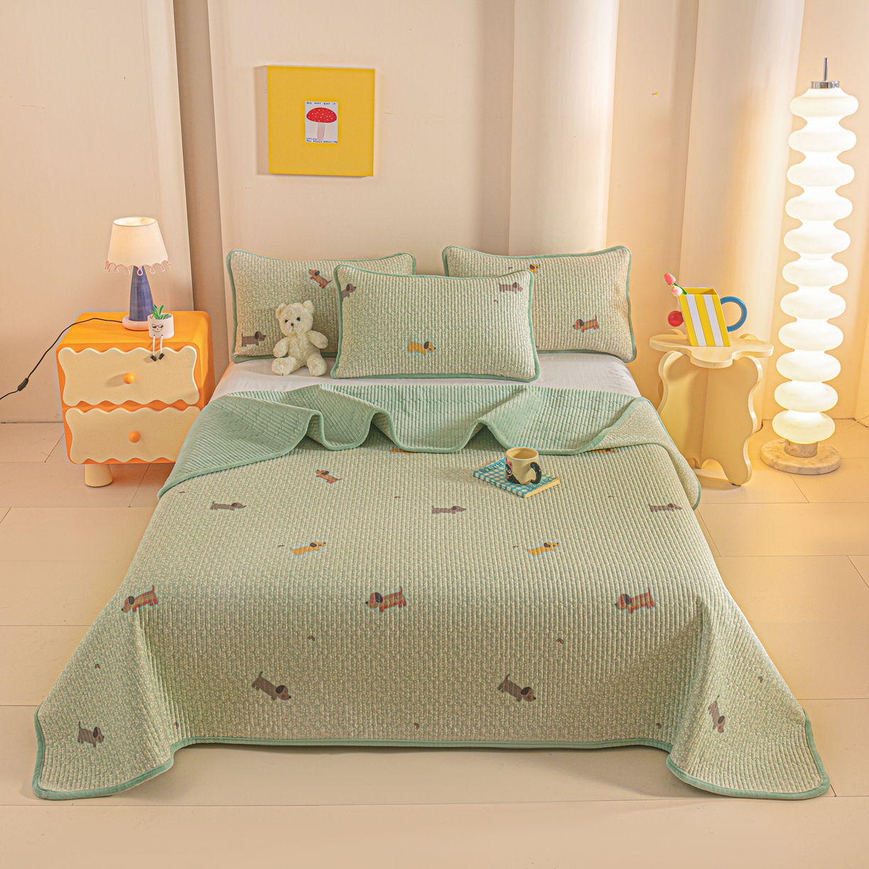 91家纺网 家纺一手货源 找家纺 （总）恒尚居 2025新款全棉牛奶绒床盖四季可用纯棉夹棉床单床褥垫三件套-秋冬款系列二