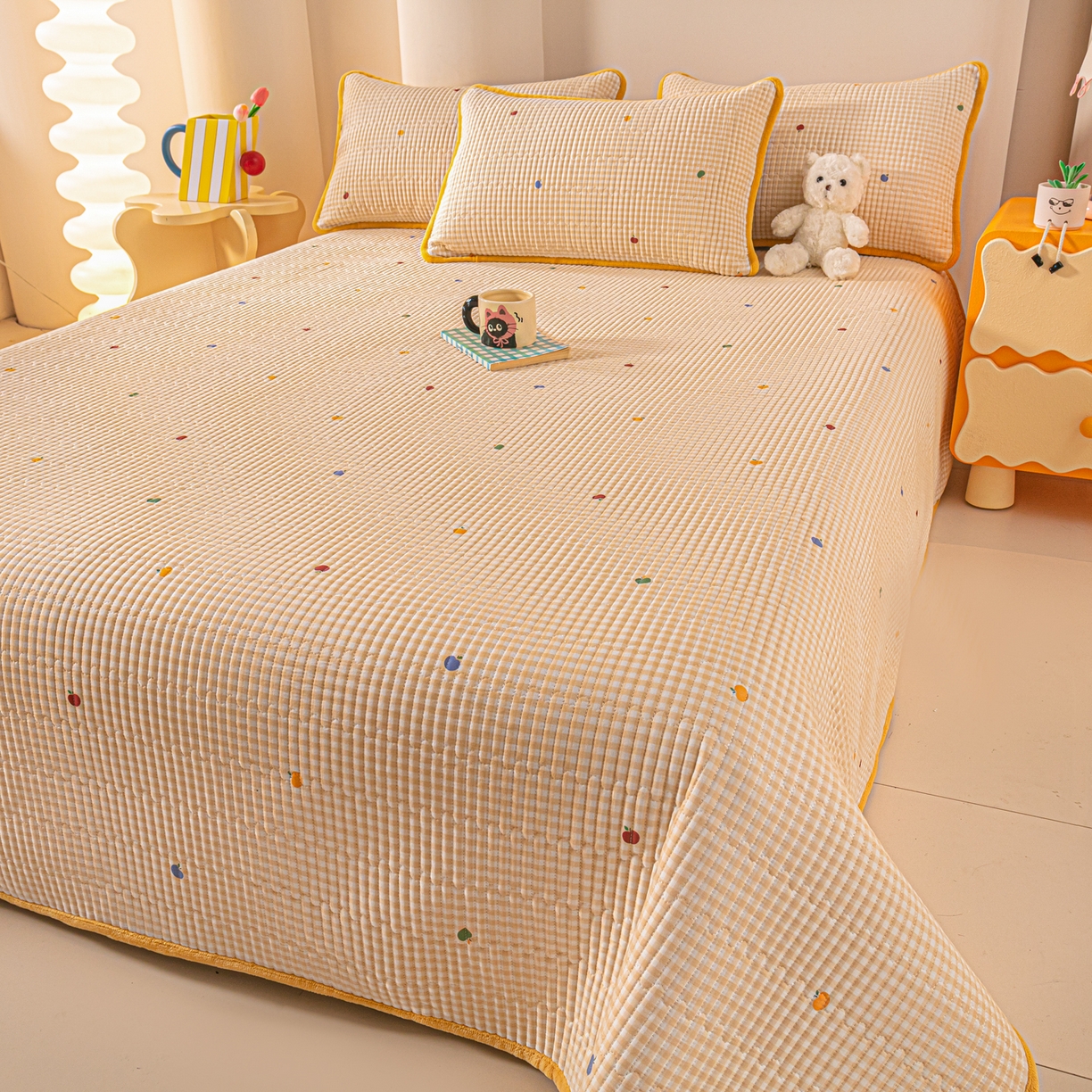 91家纺网 家纺一手货源 找家纺 （总）恒尚居 2025新款全棉牛奶绒床盖四季可用纯棉夹棉床单床褥垫三件套-秋冬款系列二